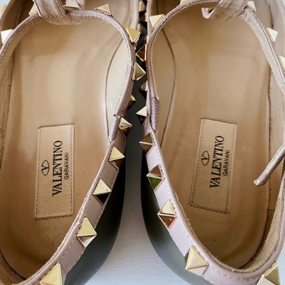 Rockstud Caged Ballet Flat. Olive + Nude straps - Picture 9 of 9